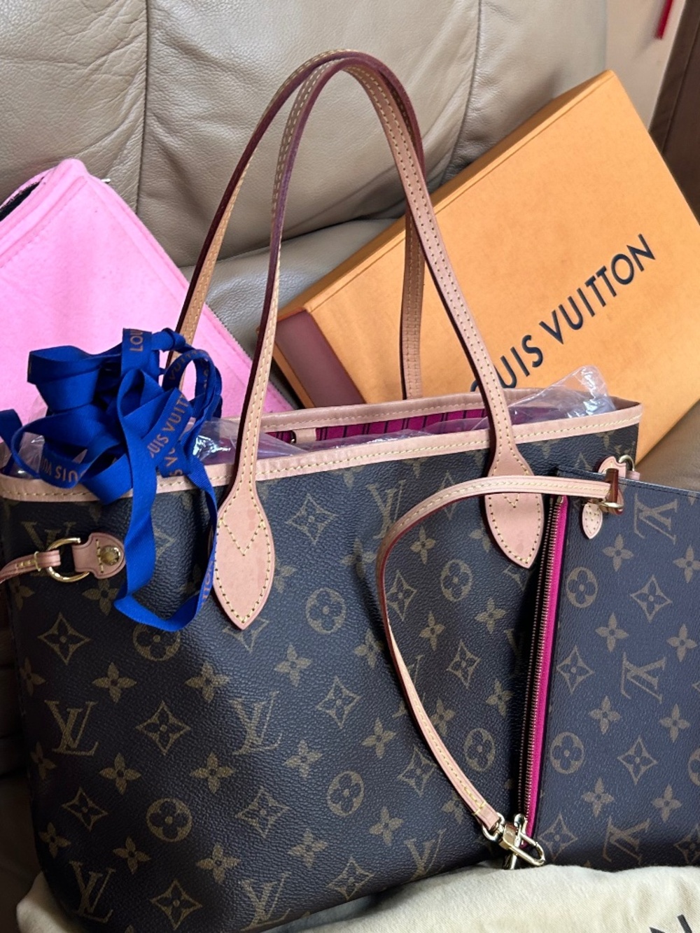 PRISTINE RARE💗 LV Neverfull Set PM PIVIONE💗 - Picture 15 of 16